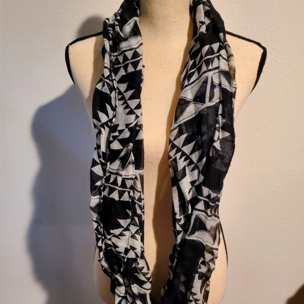 Black and white tribal print scarf